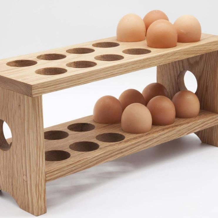 Oak Wood Egg Tray Holder, 2 Stackable Easter Egg Counter Top