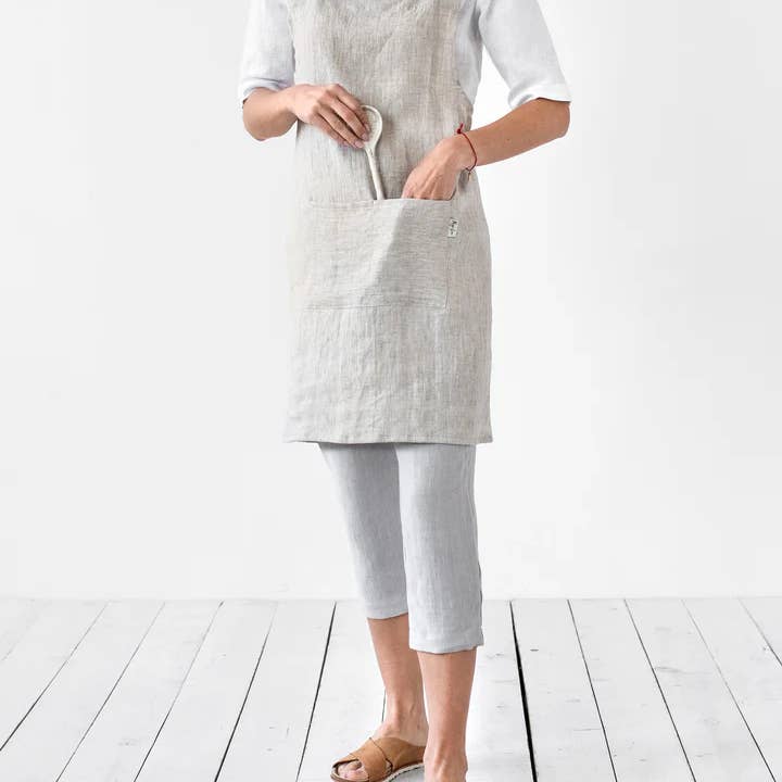 Pinafore Cross-Back Linen Apron in Various Colors
