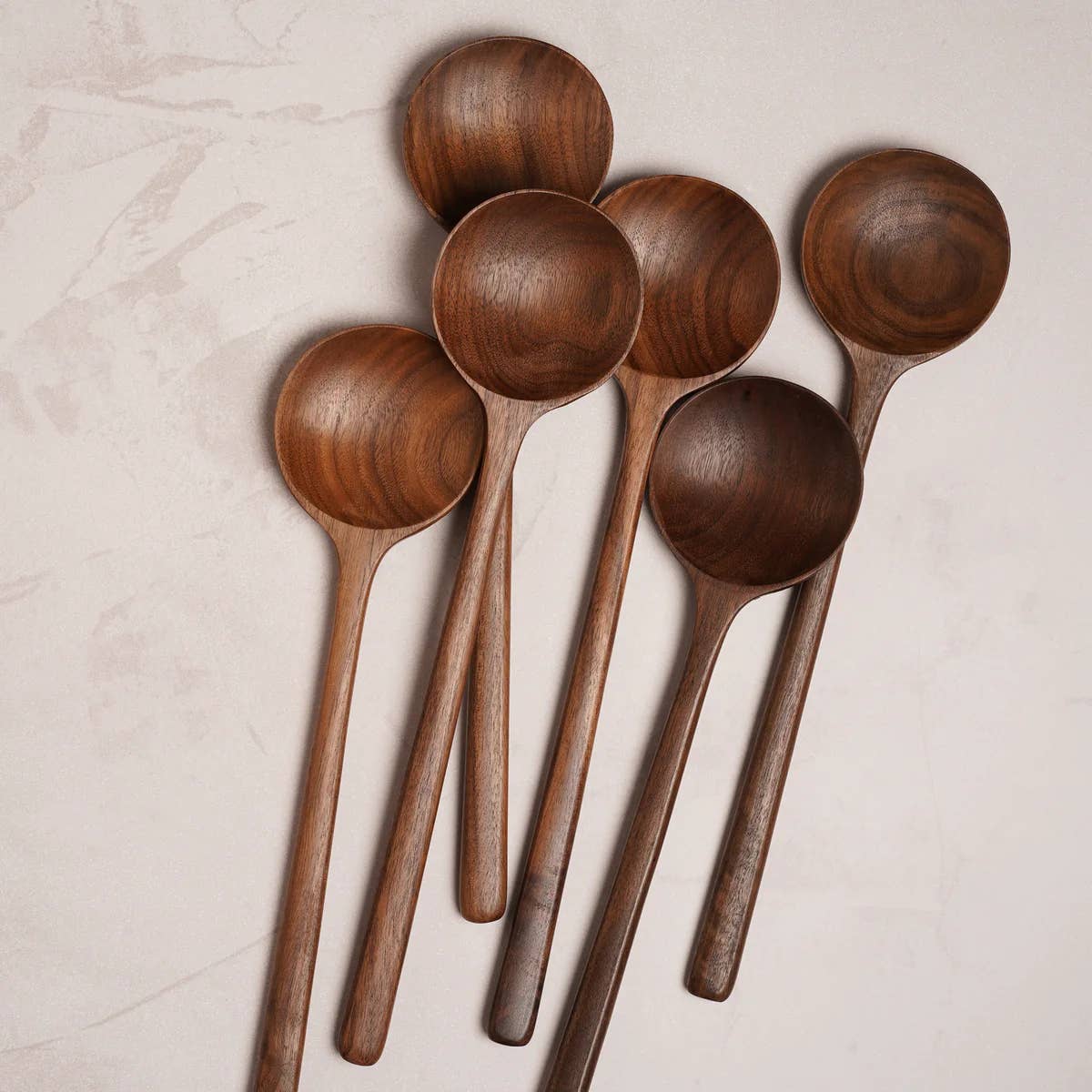 12’’ Walnut Wooden Round Spoon - Cooking & Baking Utensil