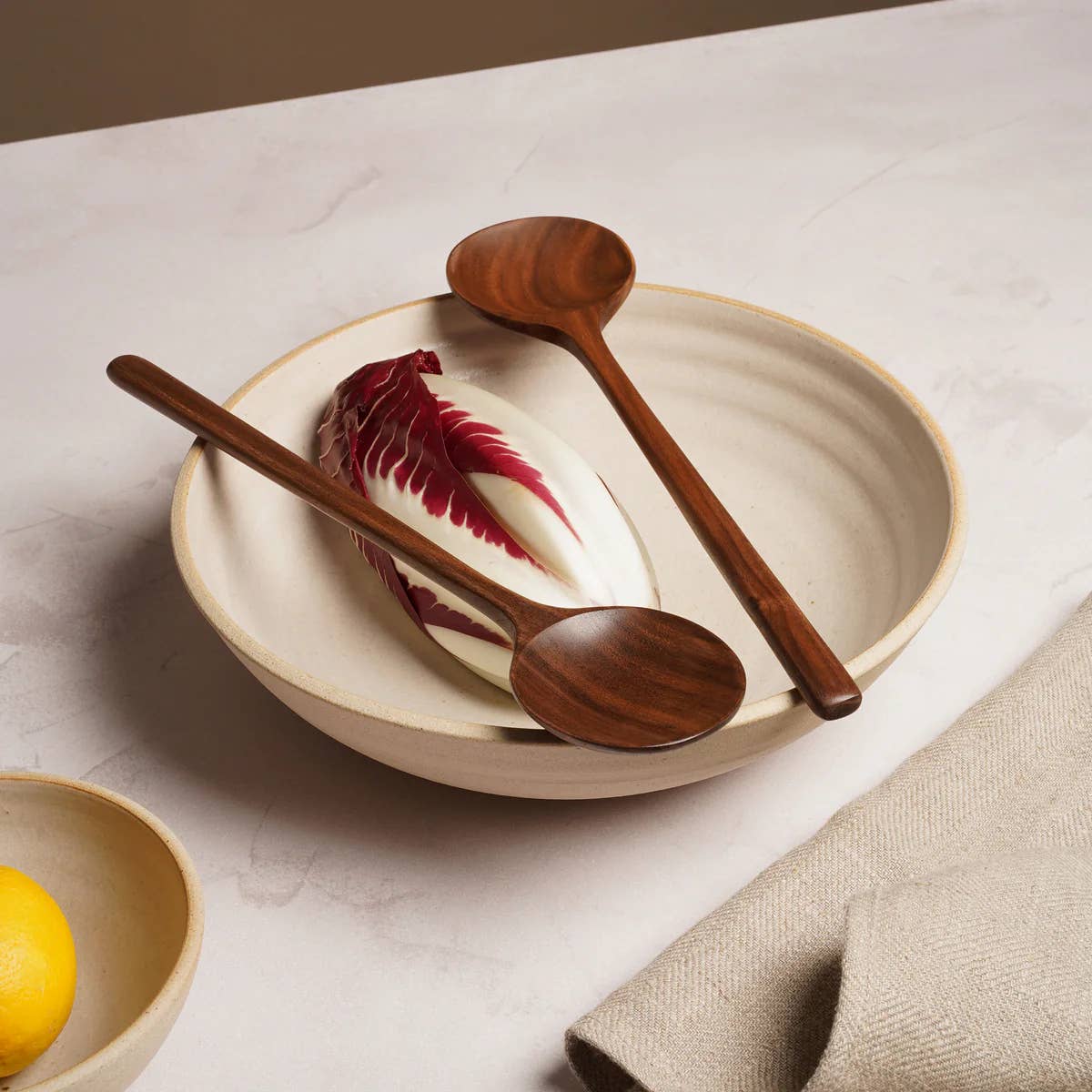 12’’ Walnut Wooden Round Spoon - Cooking & Baking Utensil