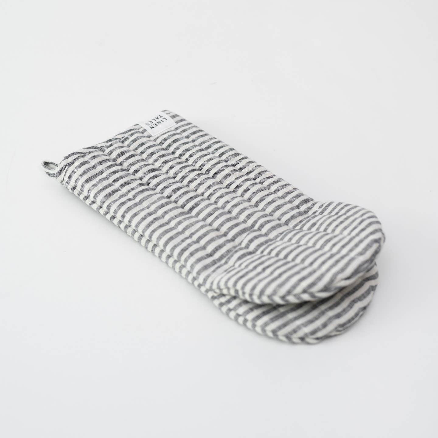 Thin Black Stripes Linen Oven Mitt