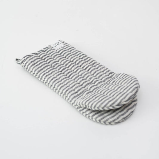 Thin Black Stripes Linen Oven Mitt