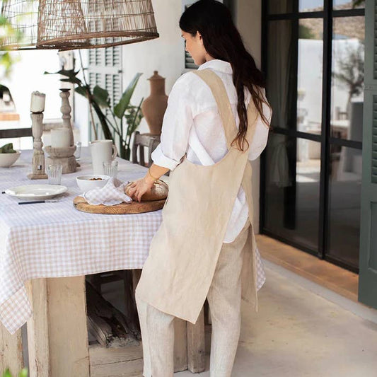 Pinafore Cross-Back Linen Apron in Various Colors