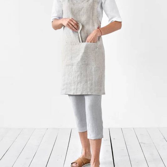 Pinafore Cross-Back Linen Apron in Various Colors