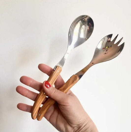 Laguiole ® Salad Server Set, Olive wood Handle
