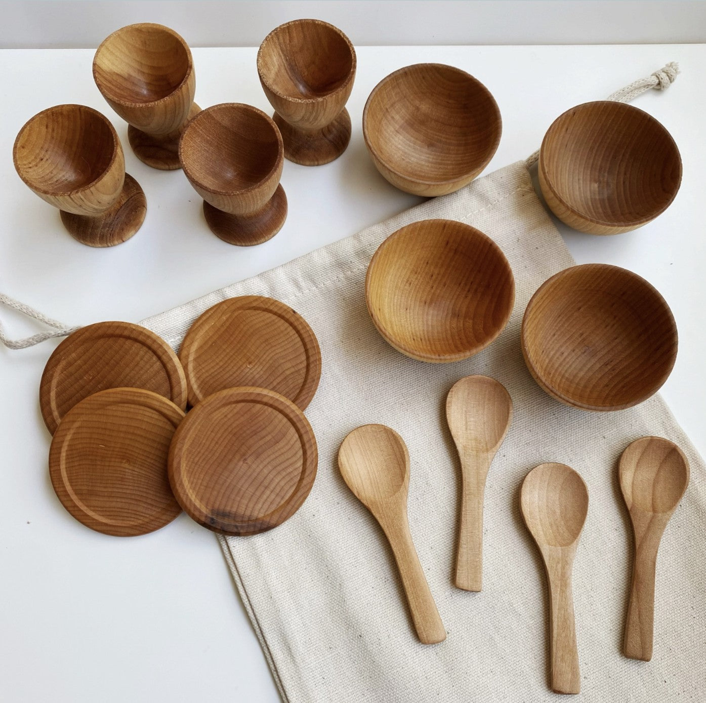 Montessori Waldorf Wooden Pretend Play Dish Set