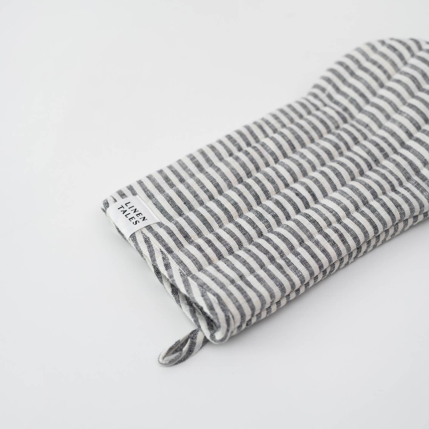 Thin Black Stripes Linen Oven Mitt